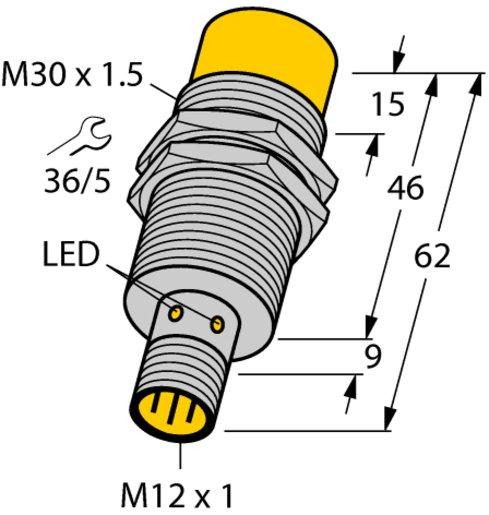 Induktiver Sensor M30 x 1,5 nicht bündig 2-Draht sn=15 mm Namur