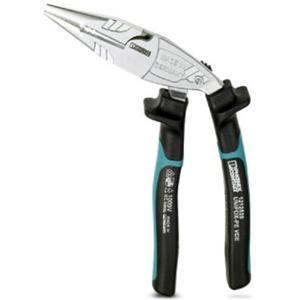 Spitzzange abgewinkelte Form mit Öffnungsfeder und Arretierung