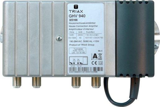 Hausanschlussverstärker vorwärts 40 dB, rückwärts 26/32 dB max. 107/109 dBμV