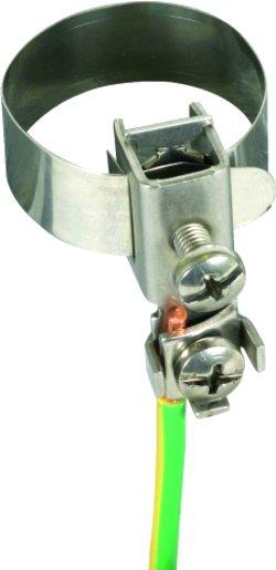 Erdungsbandrohrschelle D 10-27mm m. Anschlussklemme 2 x 2,5-10mm² NIRO