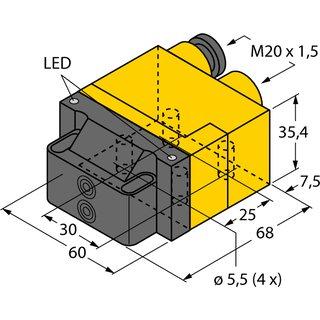 Induktiver Doppelsensor für Schwenkantriebe sn 4 mm 10 bis 65 V DC