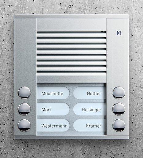 Audio Außenstation 2-reihig 6 Tasten Aufputz silber