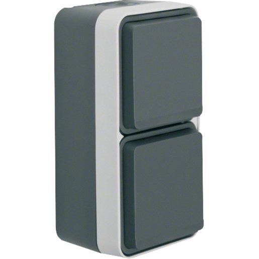 Steckdose SCHUKO 2-fach senkrecht mit Klappdeckel AP