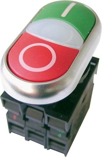 Doppeldrucktaster 1S+1Ö + LED 85-264VAC mit Schraubanschluss