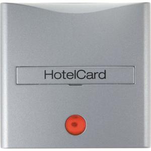 Hotelcard-Schaltaufsatz mit Aufdruck undroter Linse Berker B.7 alu ma