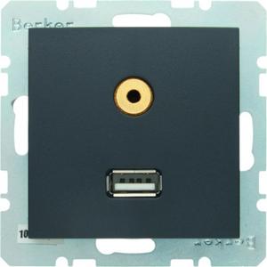 USB/3,5 mm Audio Steckdose Berker B.3/B.7 anthrazit matt