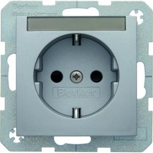 Steckdose SCHUKO mit Beschriftungsfeld Berker B.7 alu matt