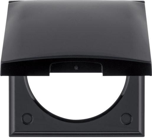 Abdeckrahmen 1-fach mit Klappdeckel IP44 Integro ohne Dichtung schwarz matt