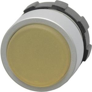 Drucktaste Ø 22mm gelb mit Frontring alufarben