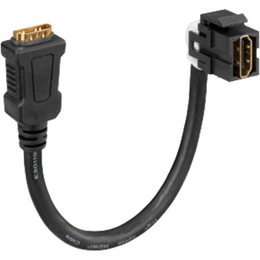 HDMI-Keystone (Buchse/Buchse) mit Kabelpeitsche (30 cm) polarweiß