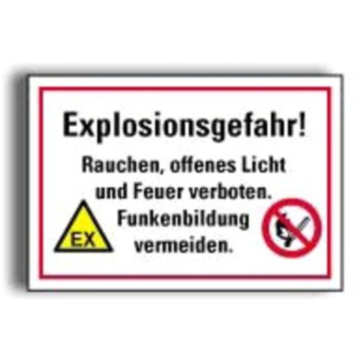 Hinweisschild Explosionsgefahr! Rauchen offenes… Kunstst. 300x200mm