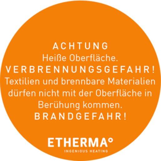 Aufkleber für LAVA Infrarotheizungen: Heiße Oberfläche