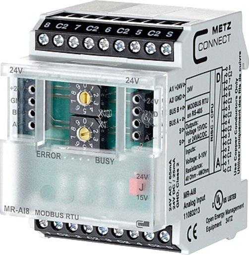 Modbus Modul RTU mit 8 konf. analogen Temperatur-/ Spannungseingängen MR-AI8