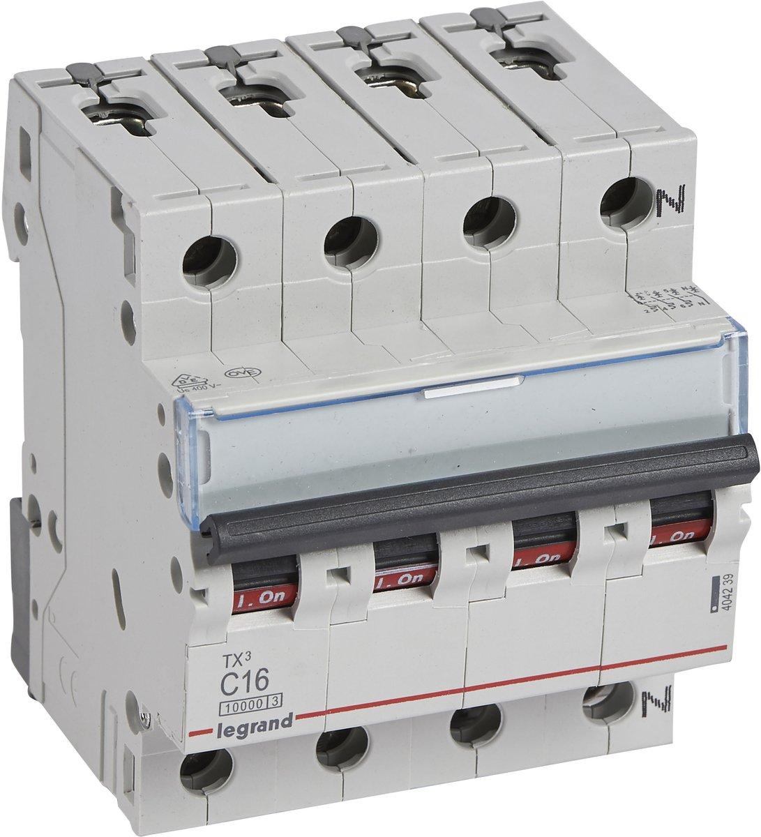 LS-Schalter TX3 C-Charakteristik 16A 3P+N 10kA 400VAC 4TE