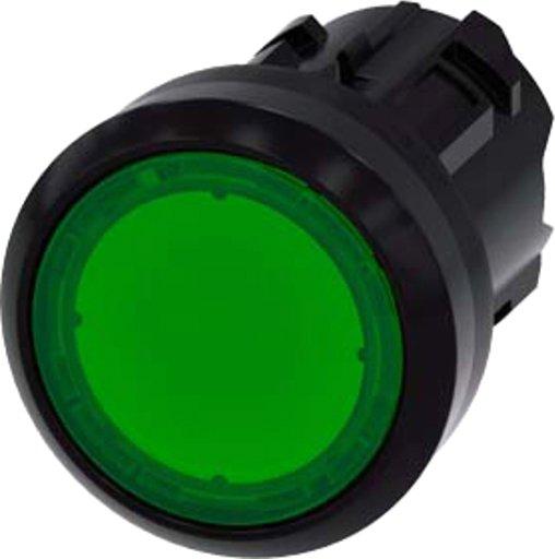 LeuchtDrucktaster 22mm rund KST grün Druckknopf flach tastend