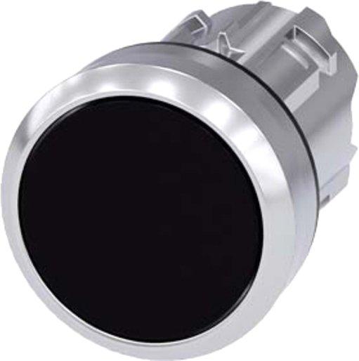 Drucktaster 22mm rund MET Hochglanz sw Druckknopf flach tastend