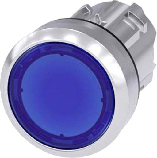 LeuchtDrucktaster 22mm rund MET Hochglanz bl Druckknopf flach tastend