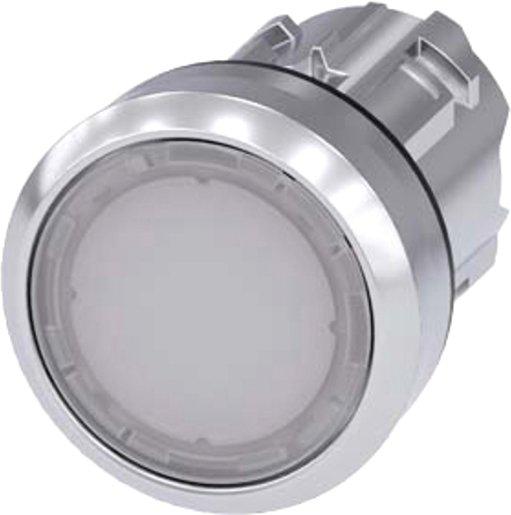 LeuchtDrucktaster 22mm rund MET Hochglanz ws Druckknopf flach tastend