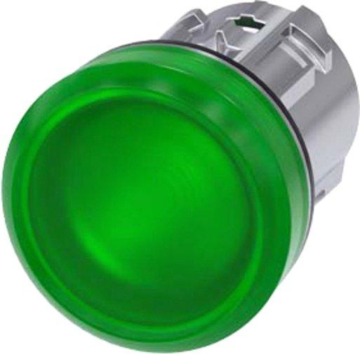 Leuchtmelder 22mm rund MET Hochglanz grün Linse Glatt