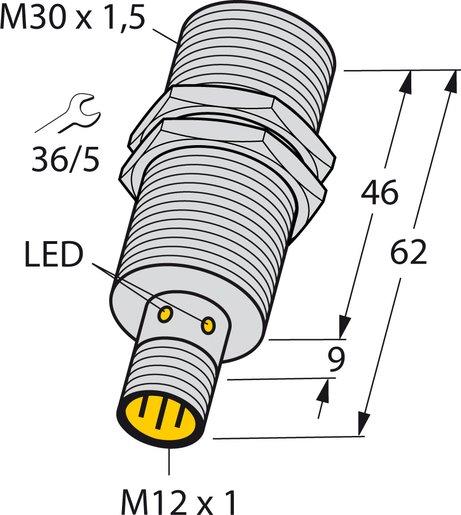 Induktiver Sensor M30 Analogausgang sn = 15 mm / M12-steckbar
