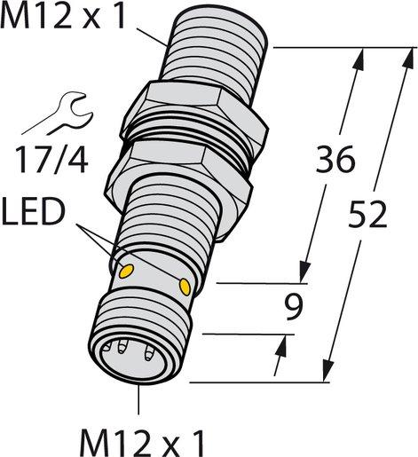 Induktiver Sensor M12 Analogausgang sn = 2mm / M12-steckbar