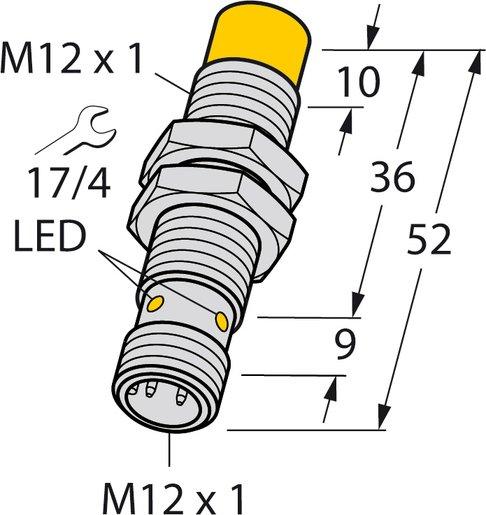 Induktiver Sensor M12 Analogausgang sn = 5 mm / M12-steckbar