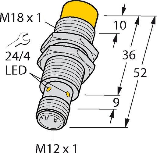Induktiver Sensor M18 Analogausgang sn = 10 mm / M12-steckbar