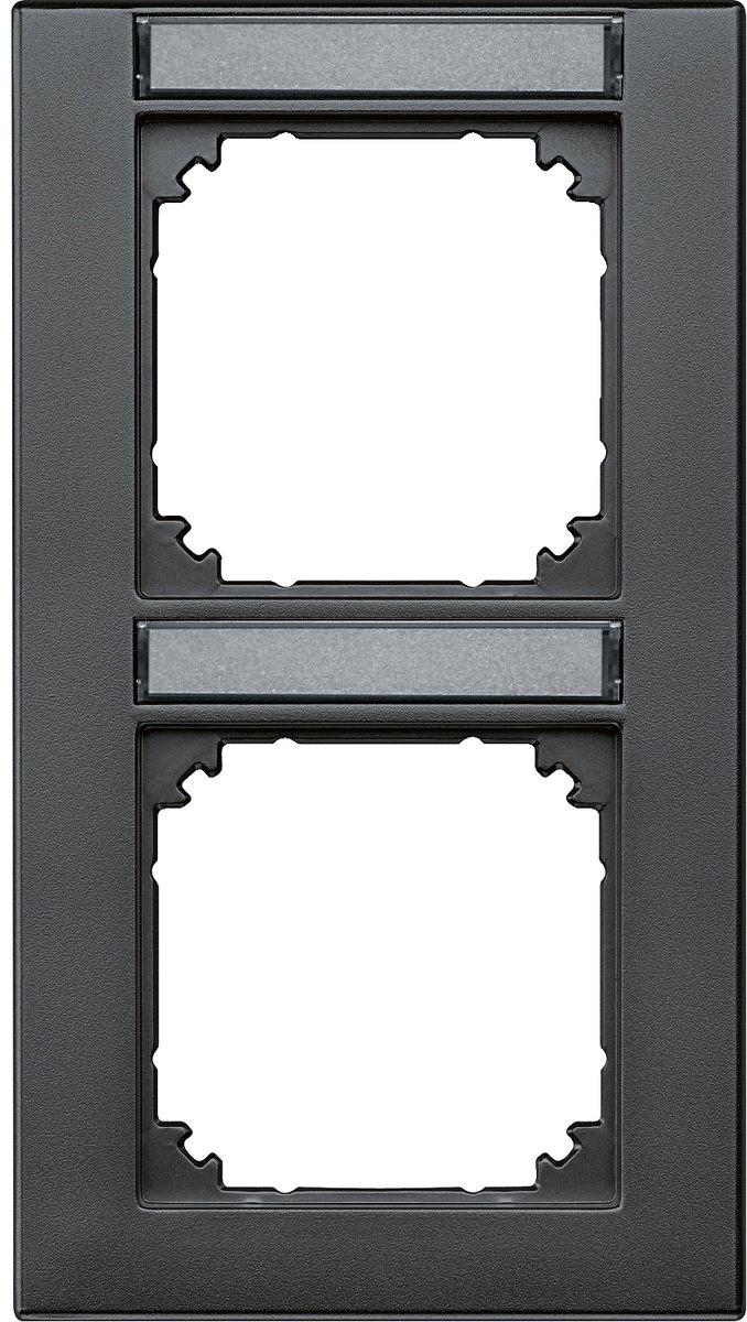 Abdeckrahmen Thermoplast edelmatt beschriftbar 2-fach anthrazit