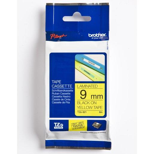 Schriftbandkassette TZe621 Bandfarbe gelb, Schriftfarbe schwarz, 9 mm