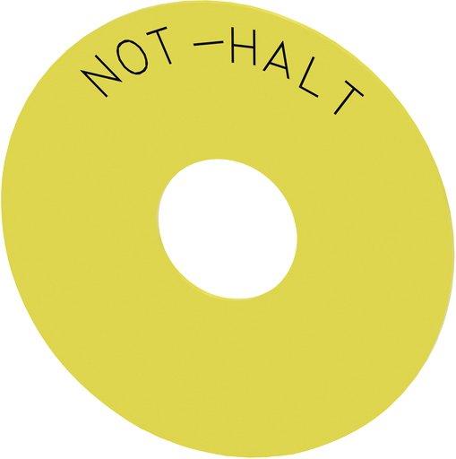 Unterlegschild Not-Halt-Pilzdrucktaster GELB Beschriftung: Not-Halt