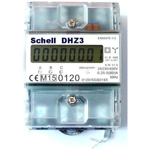 Drehstromzähler Schell DHZ3 5(80)A MID geeicht 4TE LC-Display
