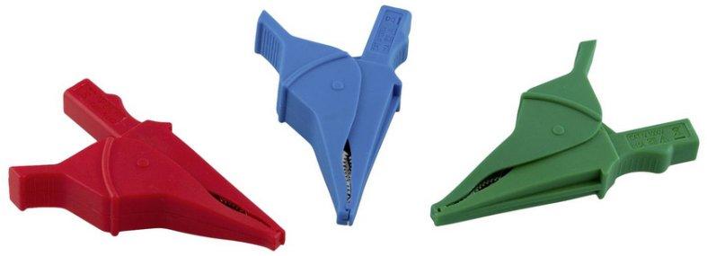Krokodilklemmen Set 3 St. je 1x rt,bl,gr