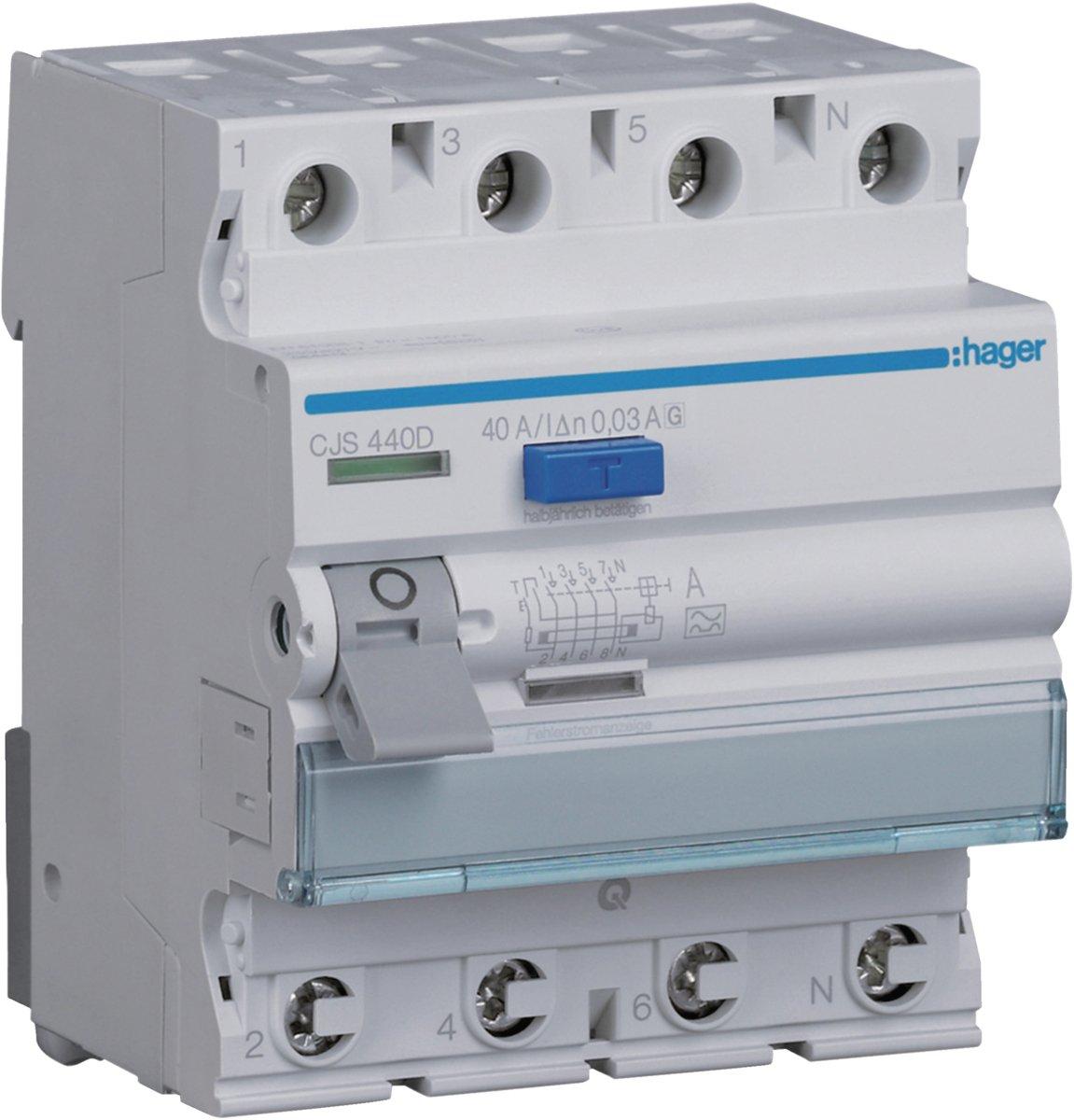 FI-Schutzschalter  40A 4-polig 30mA Typ A Nennstrom vorsicherbar