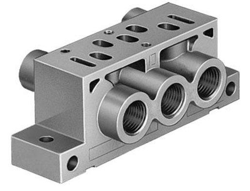 Einzelanschlussplatte Anschlüsse seitl. Steuerluft G1/8 Pneumatik G1/4