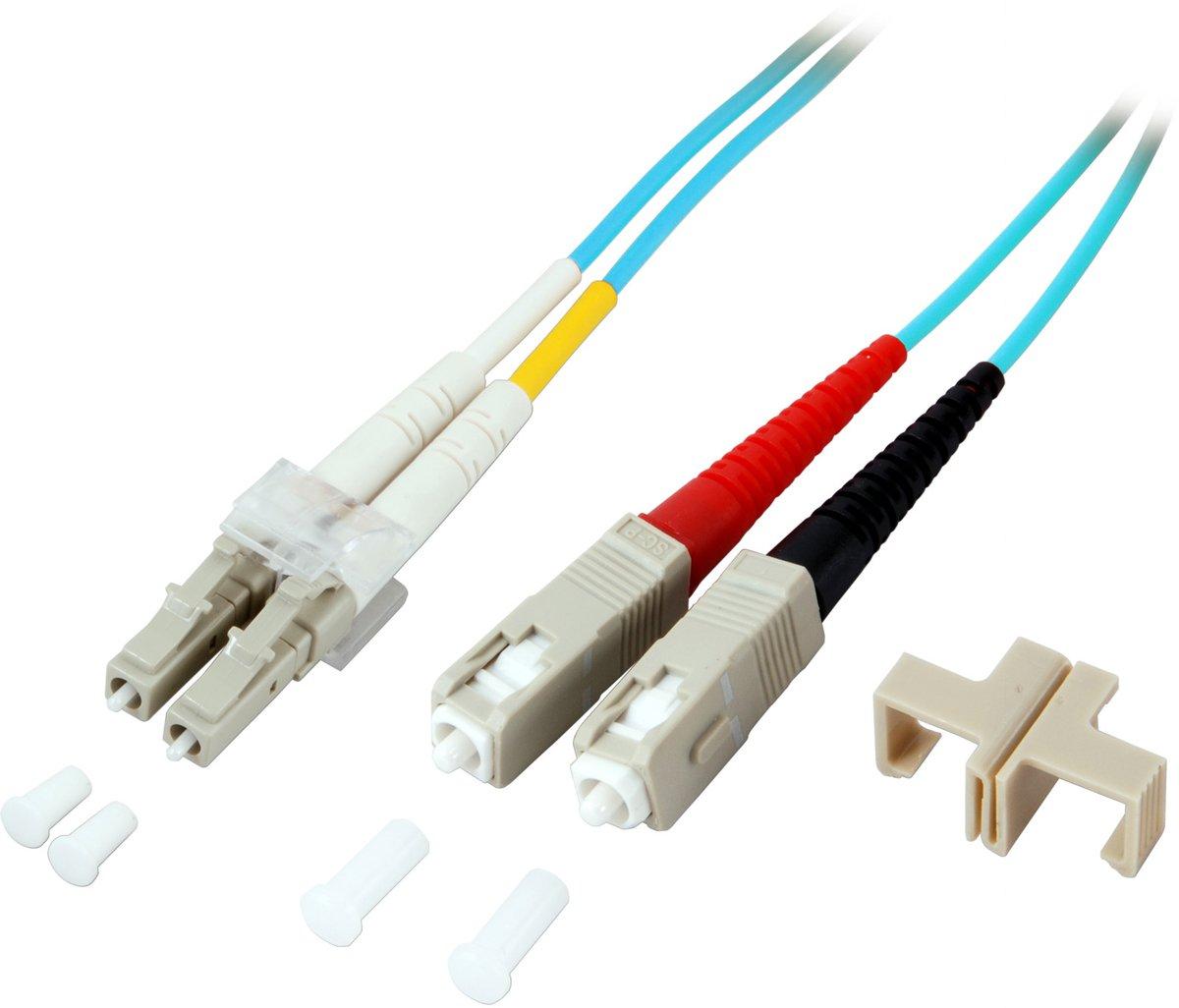 LWL Patchkabel Duplex Jumper LC / SC 50 / 125µ 7,5 m OM3 LSZH aqua