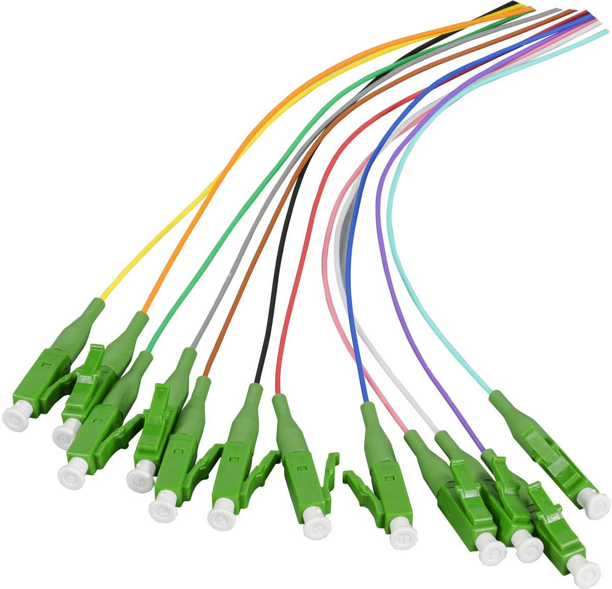 Faserpigtail LC-APC 9 / 125µ OS2 12-farbiger Satz 2m