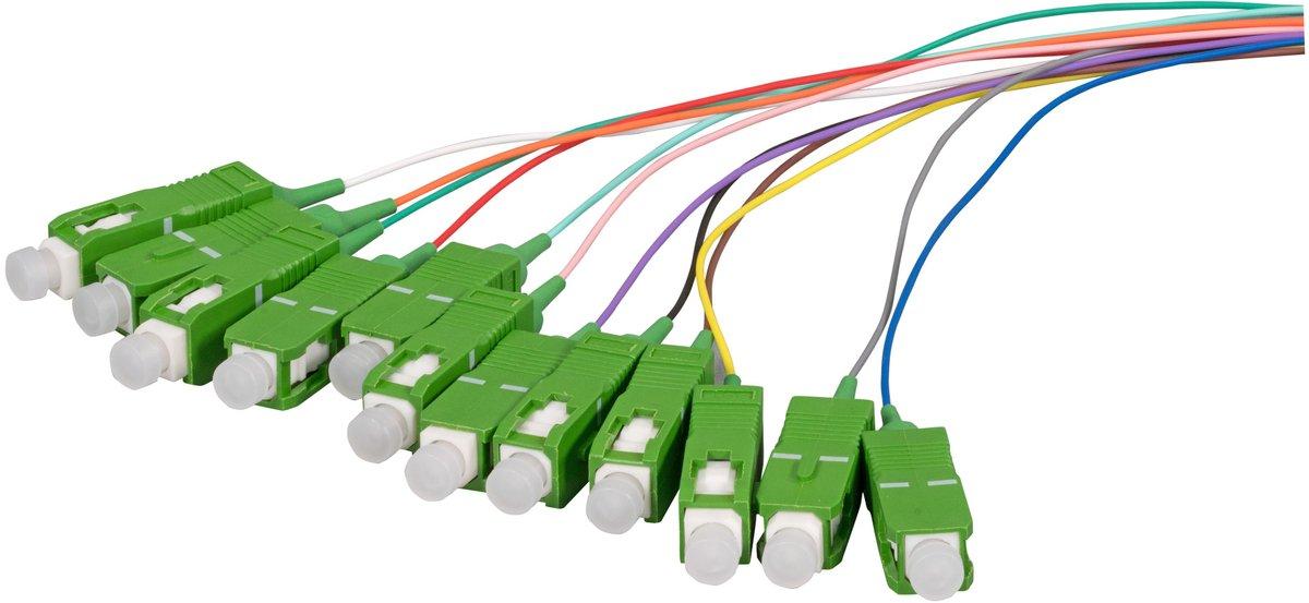 Faserpigtail SC-APC8° 9 / 125µ OS2 12-farbiger Satz 2m