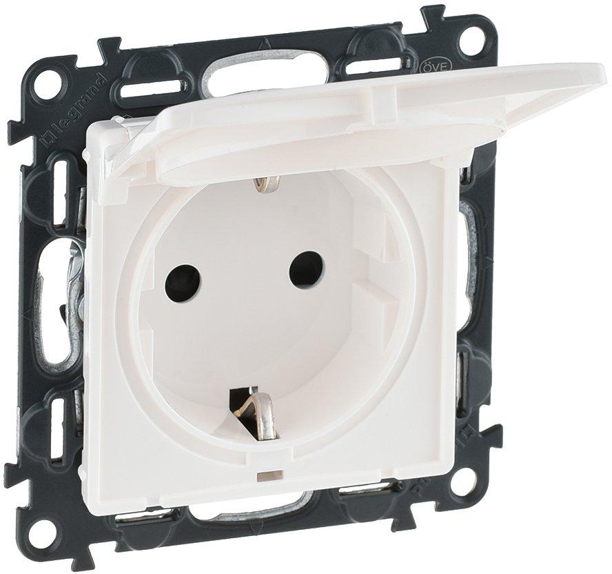 Schuko Steckdose mit Klappdeckel Valena Life ultraweiß