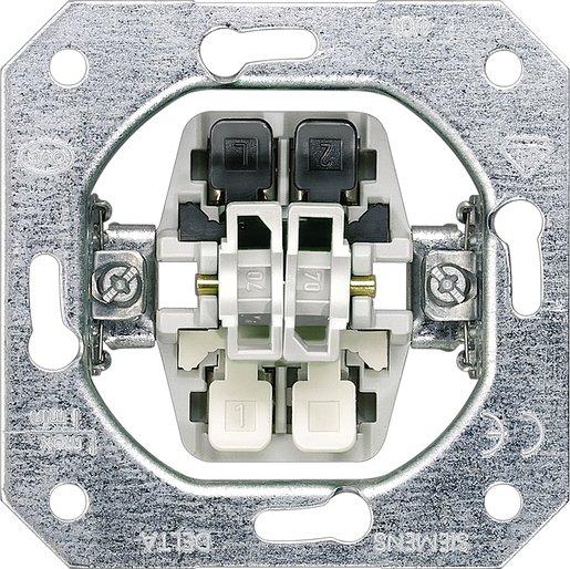 DELTA Taster-Geräteeinsatz UP Doppeltaster 2S ohne Krallen 10A 250V