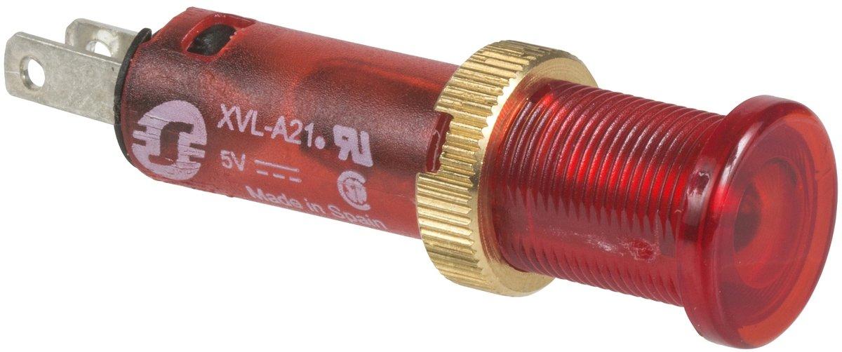 Leuchtmelder Ø 8 - IP40 - rot - LED geschützt - 12 V - Flachstecker