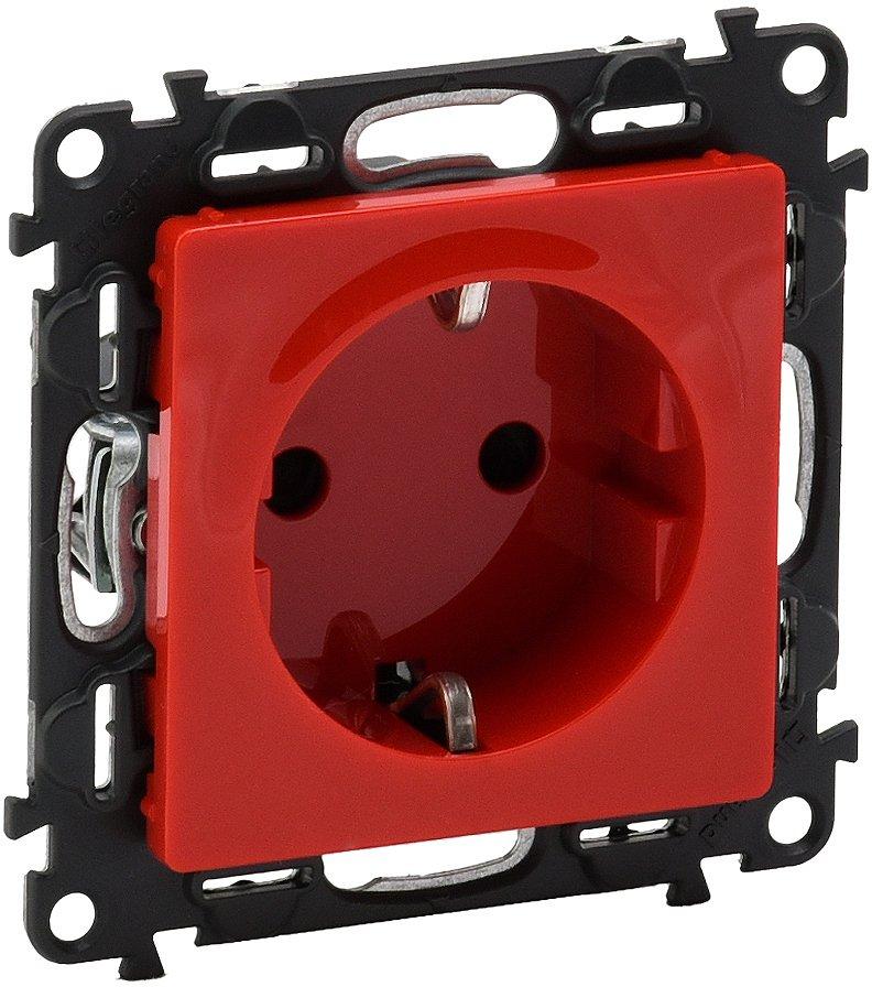 Schutzkontakt-Steckdose mit erhöhtem Berührungsschutz rot Valena Life