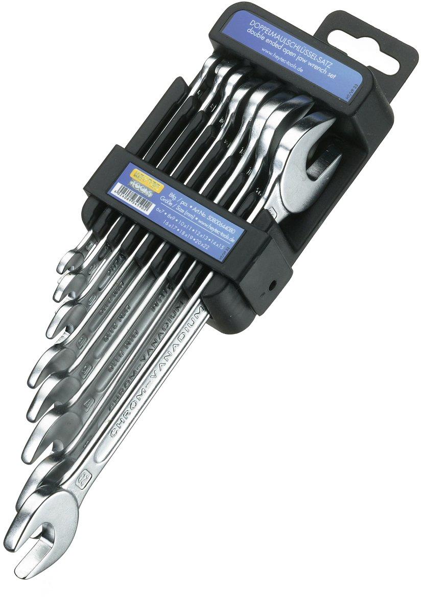 Doppelmaulschlüsselsatz 8-teilig im Halter 6 bis 22 mm