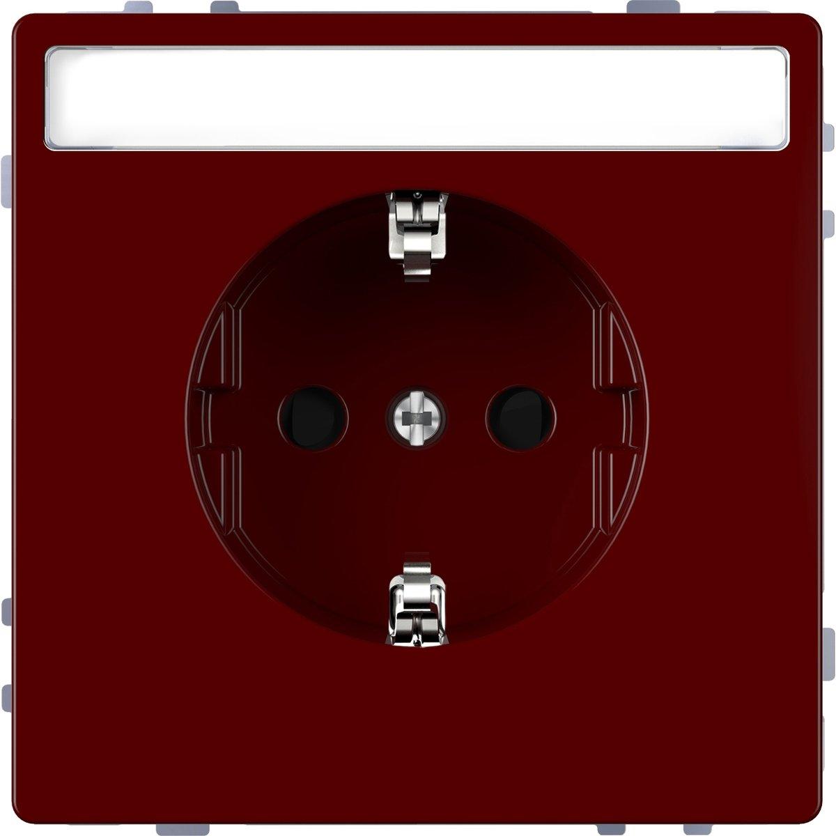 SCHUKO-Steckdose f. Sonderstromkr. mit Schriftf. rubinrot Sys. Design