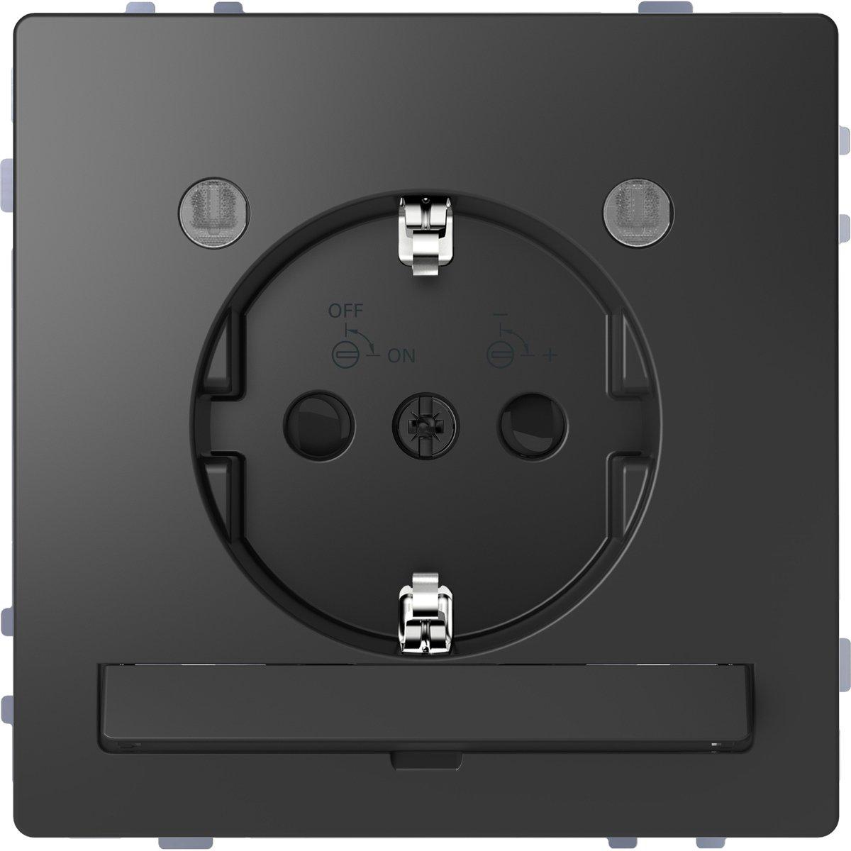 SCHUKO-Steckd. mit Lichtausl. und LED-Bel.-Modul anthrazit Sys. Design