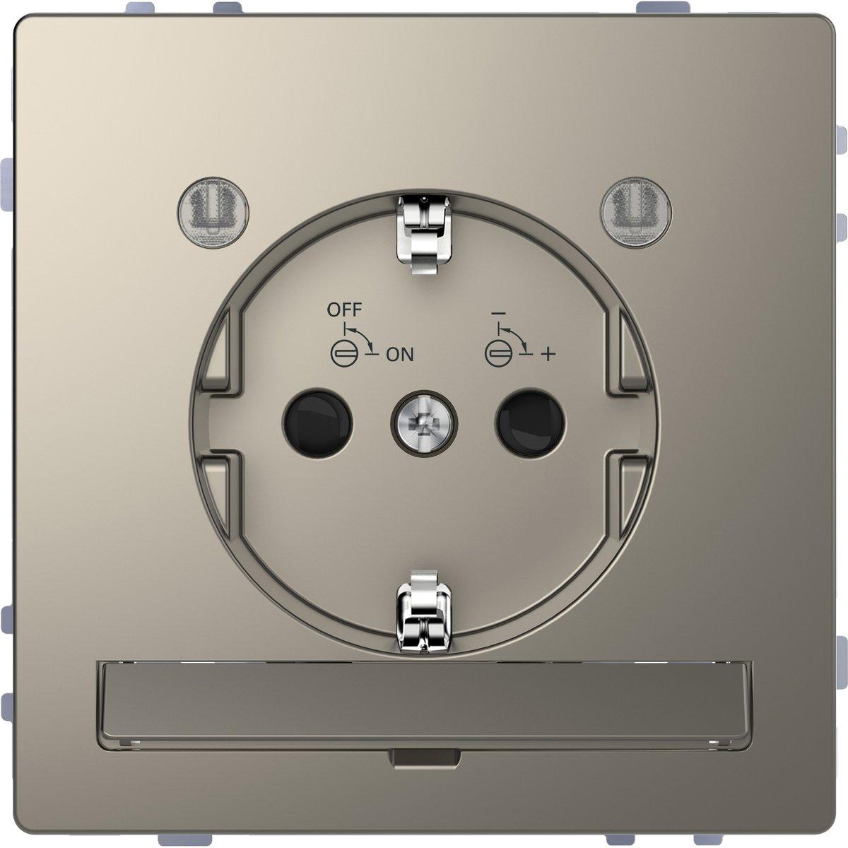 SCHUKO-Steckd.mitLichtausl.undLED-Bel.-Modul Nickelmetallic Sys. Design