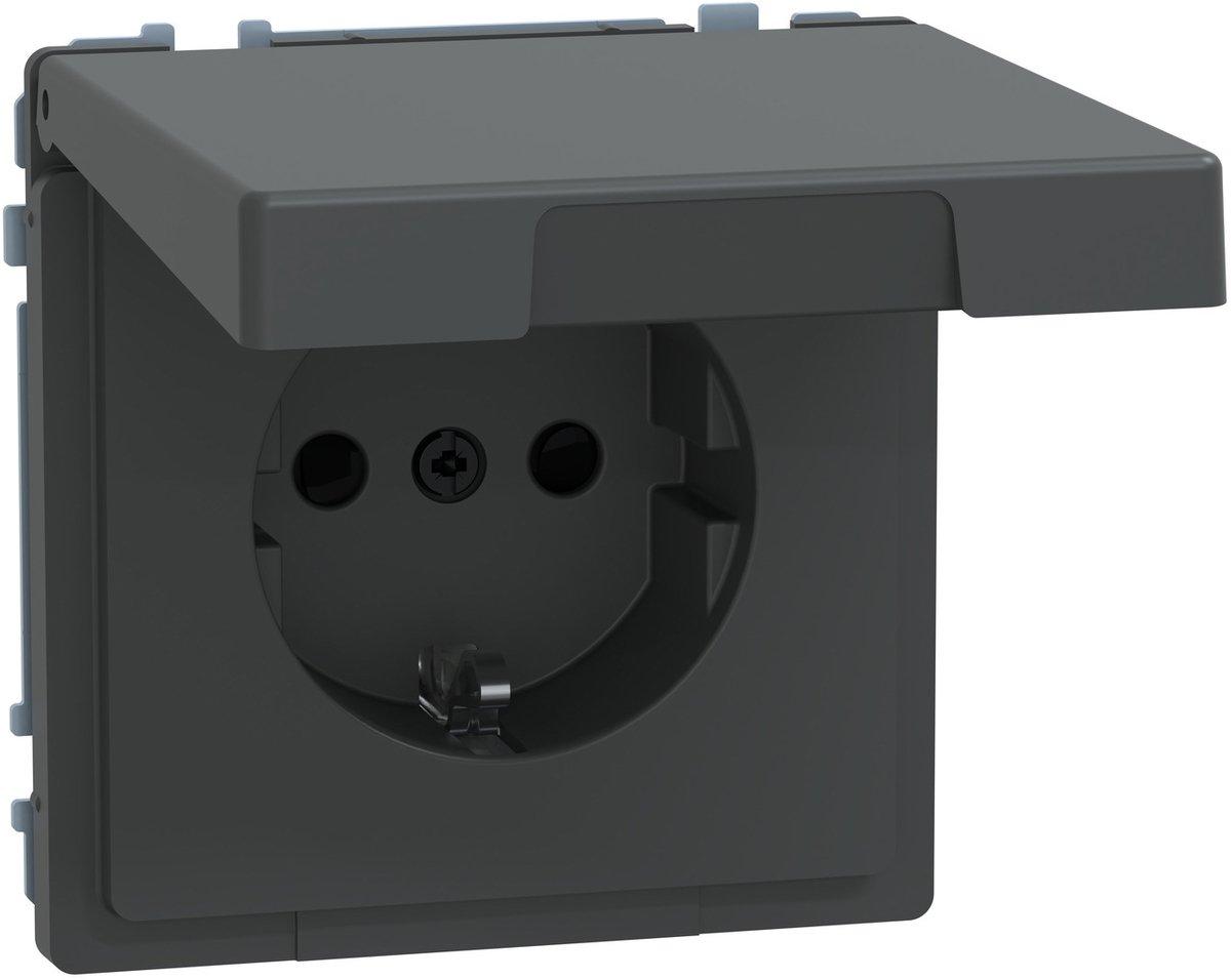 SCHUKO-Steckdose mit Klappd. IP44 Steckklemmen anthrazit