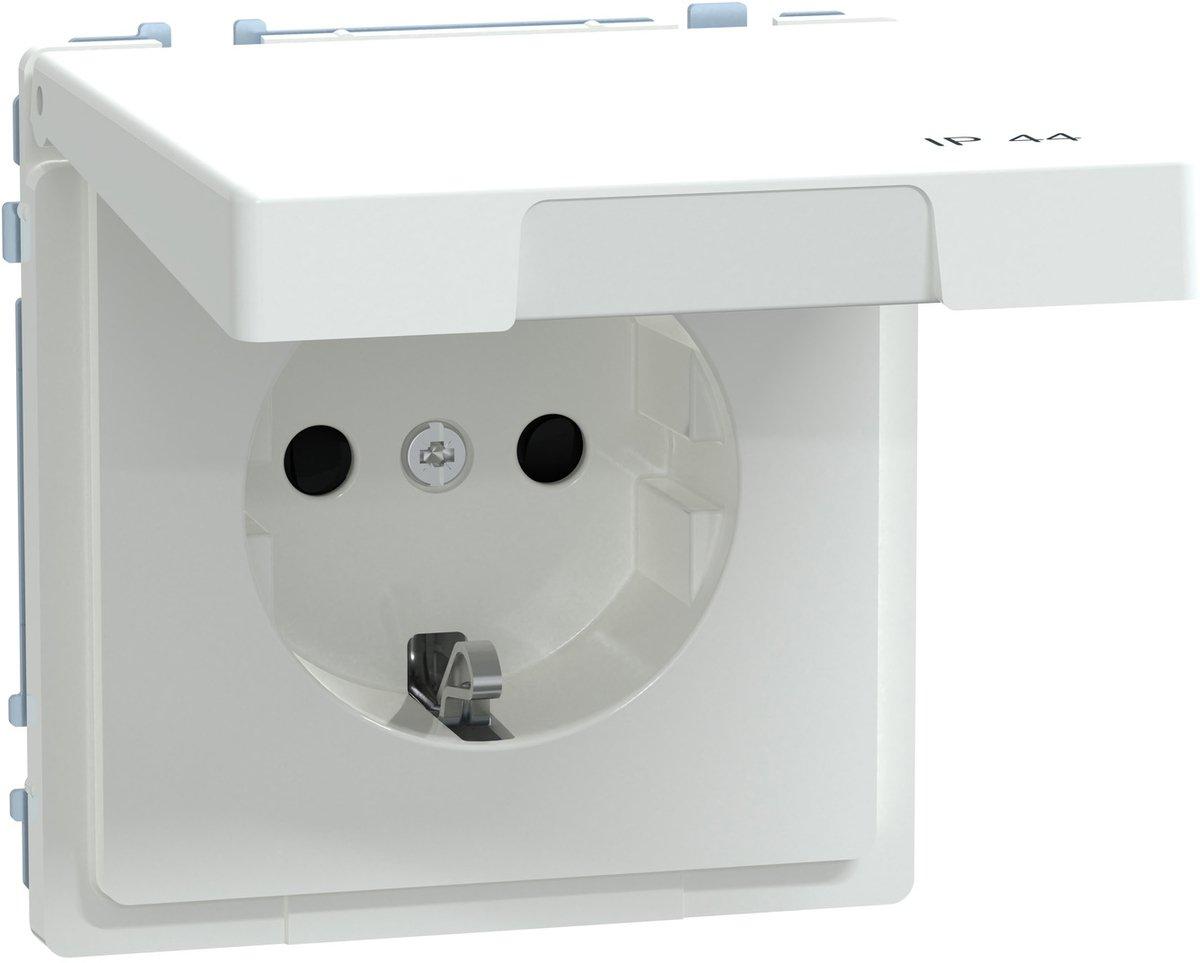 SCHUKO-Steckdose mit Klappd. IP44 Steckklemmen Lotosweiß