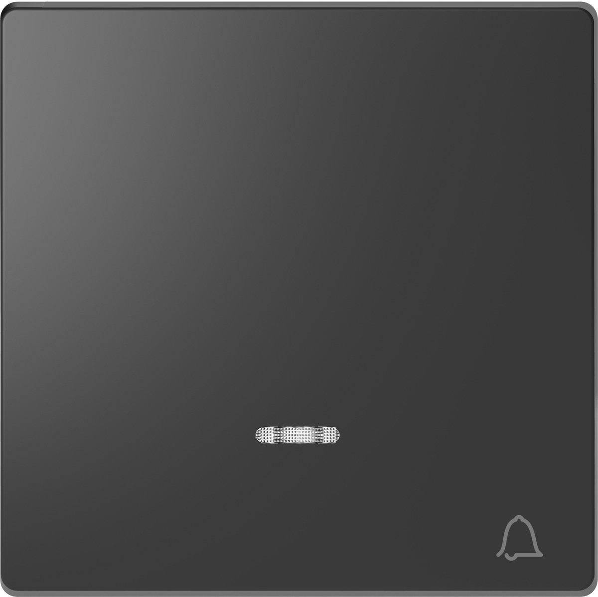 Einteilige Wippe für Taster mit Kontrollfenster und Aufdruck Klingel anthrazit