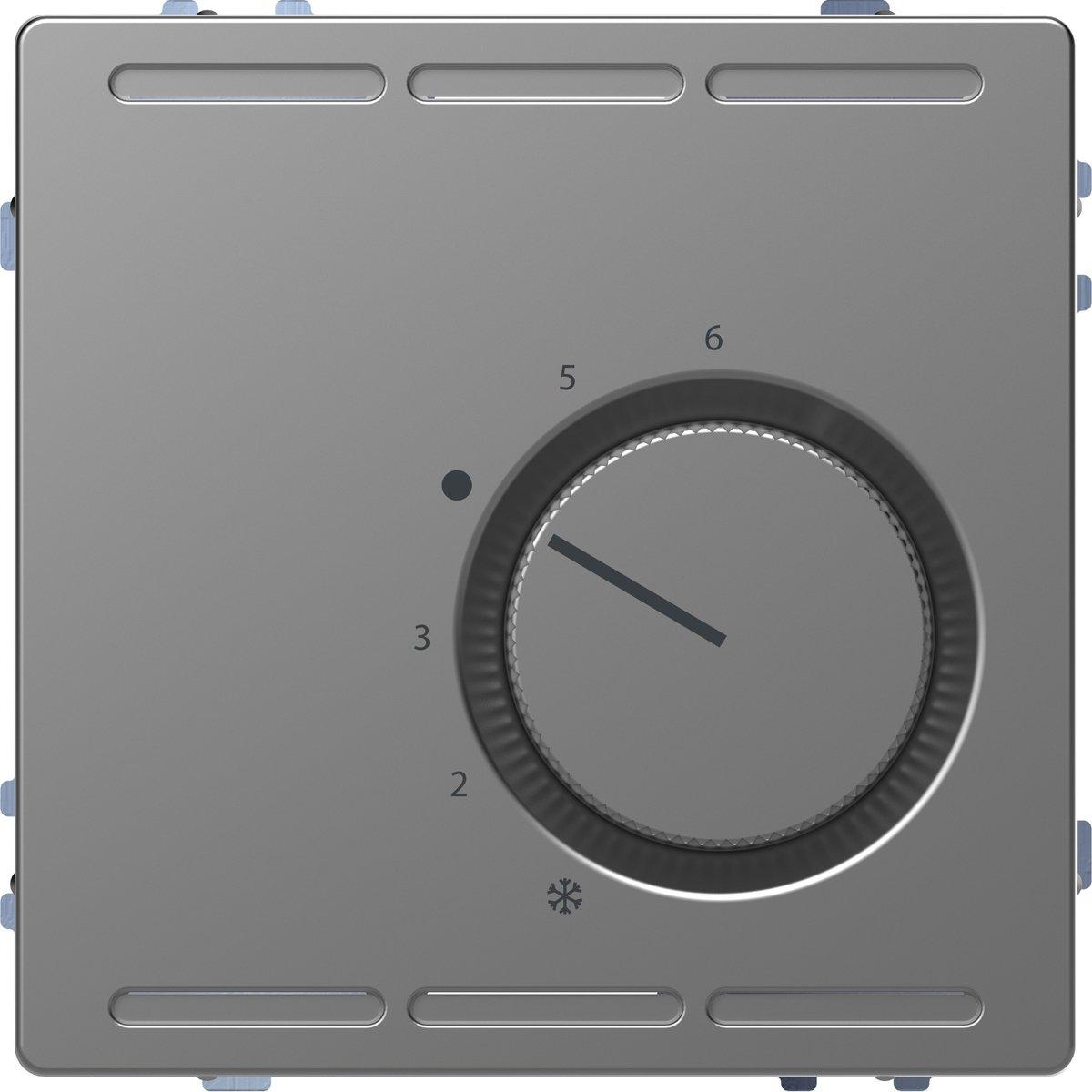 Raumtemperaturregler 24 V m. Wechselk. u. Zentralpl. Edelstahl System Design