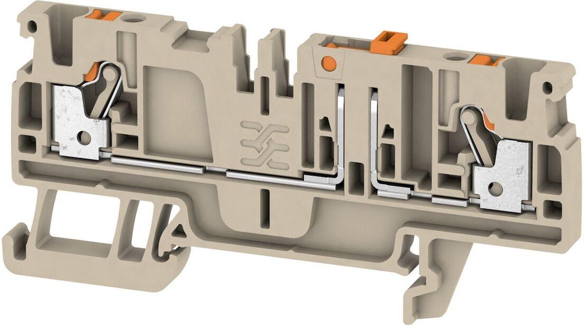 Prüftrenn-Reihenklemme mit PUSH IN Anschluss 2,5 mm² dunkelbeige